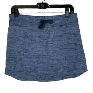 Athleta Downplay Knit Drawstring Waist Mini Skirt Heather Blue Size Small